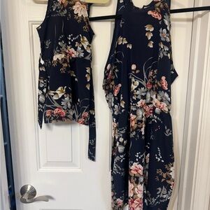 Mom & Mini toddler Floral Navy romper matching set